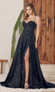 Nox Anabel A1241 Glamorous Long Black Sequin Dress with Corset Waist