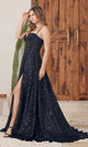 Nox Anabel A1241 Glamorous Long Black Sequin Dress with Corset Waist