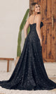 Nox Anabel A1241 Glamorous Long Black Sequin Dress with Corset Waist