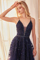 Andrea & Leo A1251 Navy Blue Lace Gown