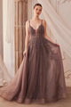 Andrea & Leo Long Lace Embellished A-Line Tulle Gown