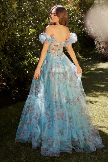 Andrea & Leo A1285 Off-Shoulder Blue Gown