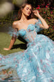 Andrea & Leo A1285 Off-Shoulder Blue Gown