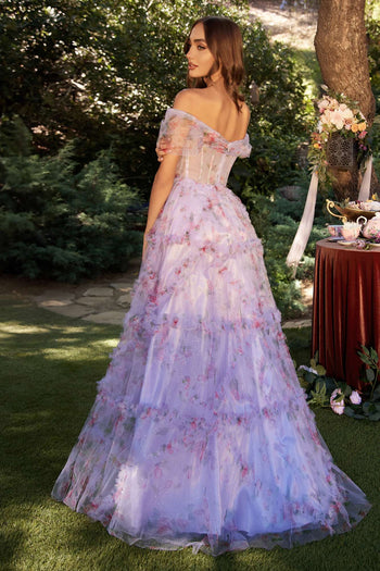 Elegant Lavender Off-Shoulder Gown by Andrea & Leo