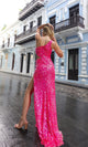 Vestido de fiesta largo con un solo hombro y lentejuelas recortadas A1307