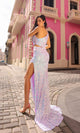 Vestido de fiesta largo con un solo hombro y lentejuelas recortadas A1307