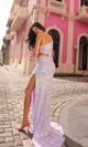 Vestido de fiesta largo con un solo hombro y lentejuelas recortadas A1307
