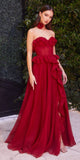 Andrea & Leo A1341 Long Strapless Chiffon Ruffle A-Line Dress