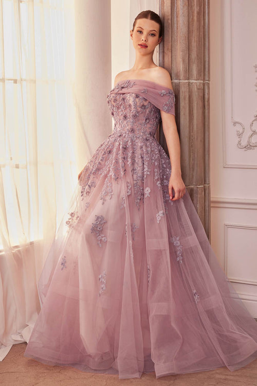 Andrea & Leo A1348 Long Strapless Off the Shoulder Gown