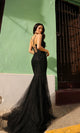 Vestido de fiesta largo de sirena con encaje de cuentas A1376