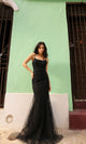 Vestido de fiesta largo de sirena con encaje de cuentas A1376