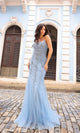 A1376 Long Mermaid Prom Dress with Beaded Lace