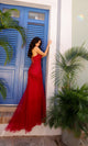 Vestido de fiesta largo de sirena con encaje de cuentas A1376