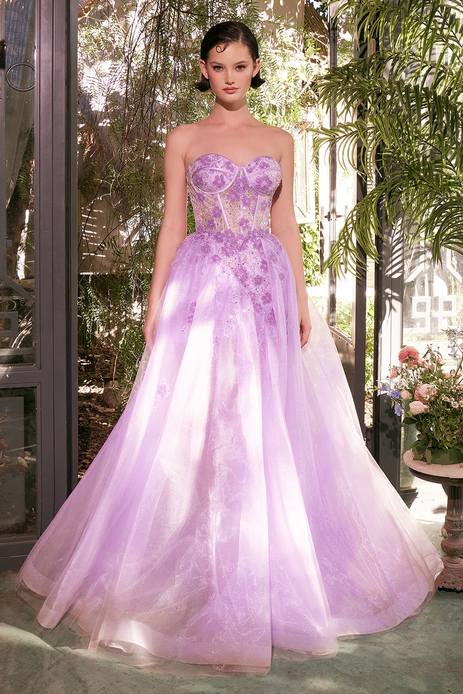 Andrea & Leo A-line Prom Dress Long Strapless Corset Formal Gown A1381
