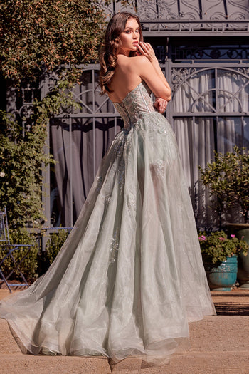 Andrea & Leo A-line Prom Dress Long Strapless Corset Formal Gown A1381