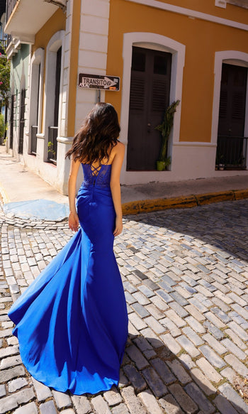 Impresionante vestido de fiesta con corsé y cuentas transparentes – A1382