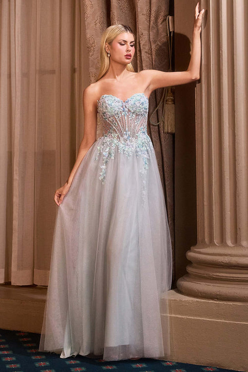 Andrea & Leo A1478 Strapless Blue Gown
