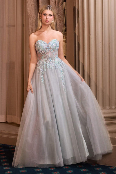 Andrea & Leo A1478 Strapless Blue Gown