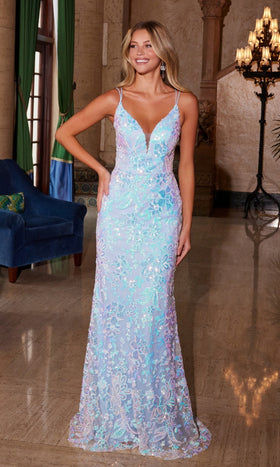 Nox Anabel A1587 Glamorous Long Sequin-Print Prom Dress