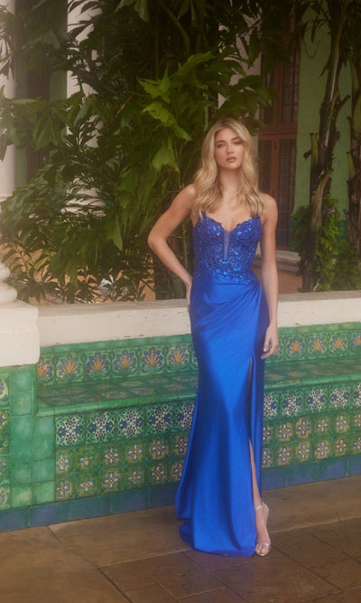 Nox Anabel A1590 Lace-Up Long Corset Prom Dress