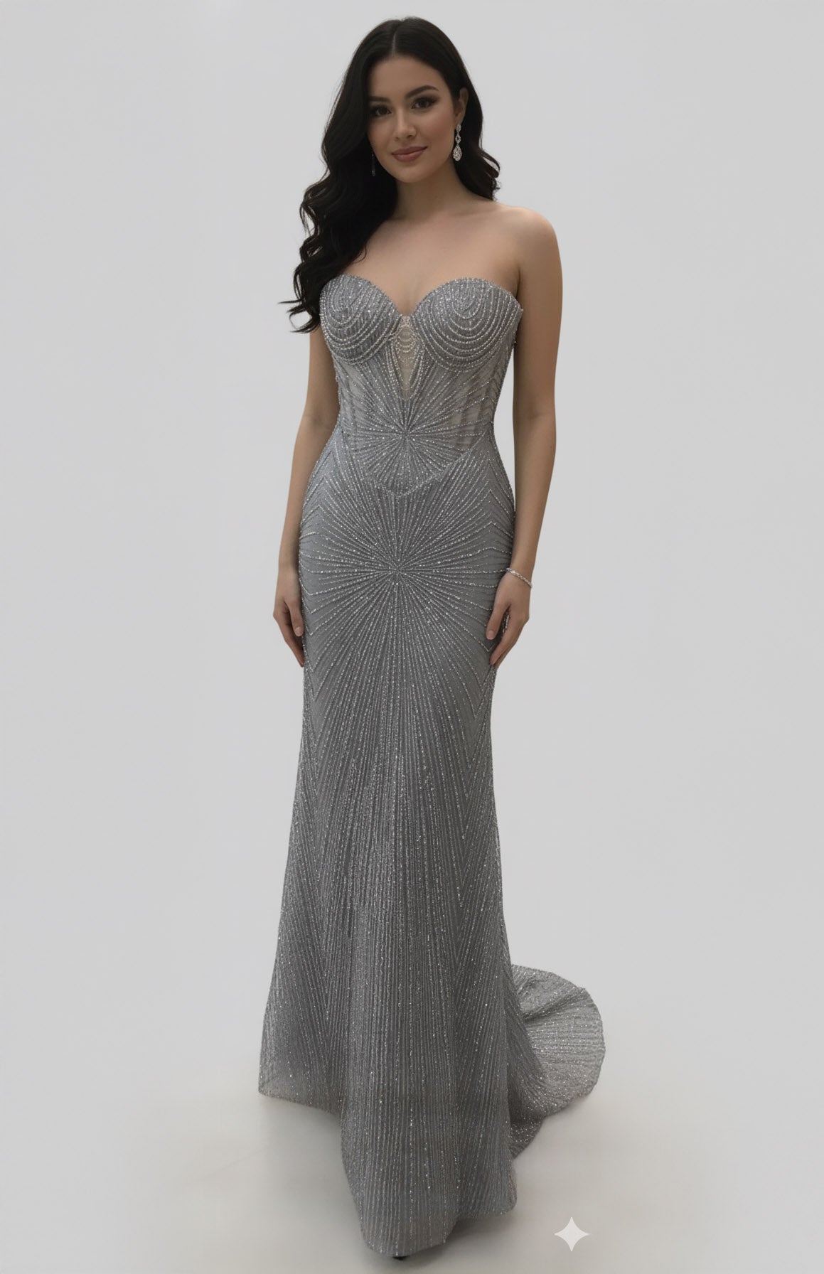 Strapless Corset Sequin Evening Gown, Sparkling Mermaid Formal Dress By May Queen MQ2195