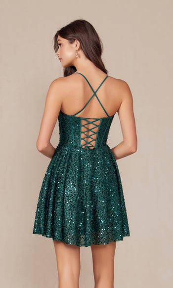 Stunning Sequin Corset Homecoming Dress – Style A843