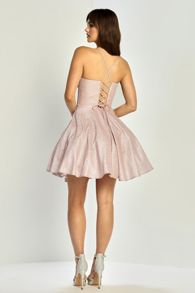 Sweetheart Neckline Glitter Corset Lace-Up Back A-Line Homecoming Dress by Adora Design 1080