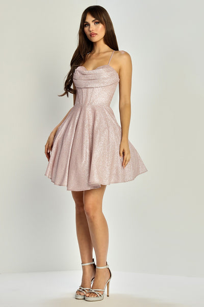 Sweetheart Neckline Glitter Corset Lace-Up Back A-Line Homecoming Dress by Adora Design 1080