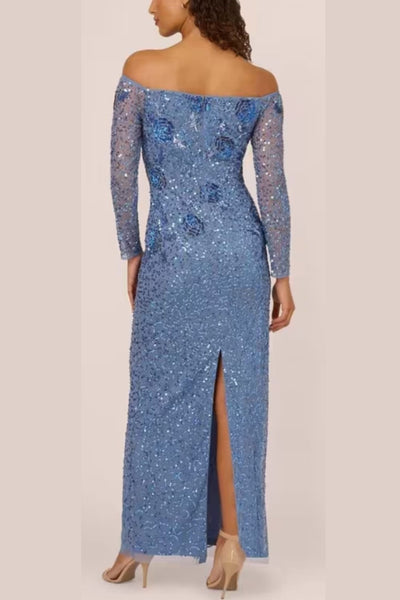 Adrianna Papell Off The Shoulder Beaded Gown