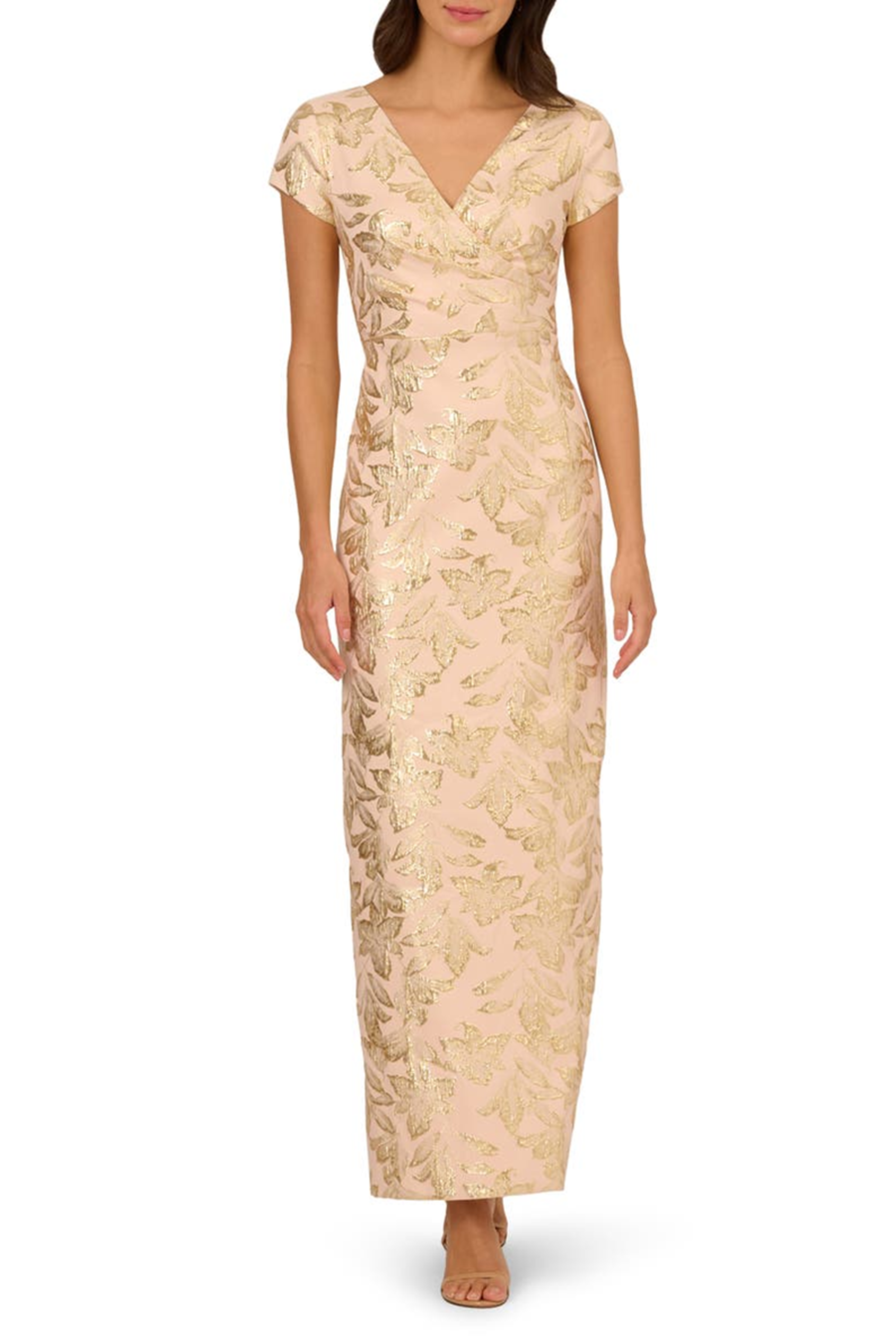 Adrianna Papell Champagne Gold Long Evening Dress Adrianna Papell Champagne Gold Long Evening Dress