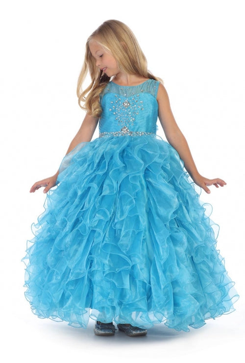 Sleeveless Beaded Flower Girl Dress with Ruffle Skirt & Bolero Jacket By AG5237