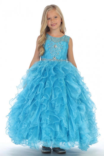 Sleeveless Beaded Flower Girl Dress with Ruffle Skirt & Bolero Jacket By AG5237