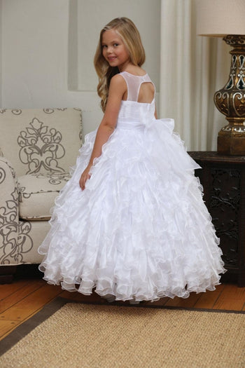 Sleeveless Beaded Flower Girl Dress with Ruffle Skirt & Bolero Jacket By AG5237