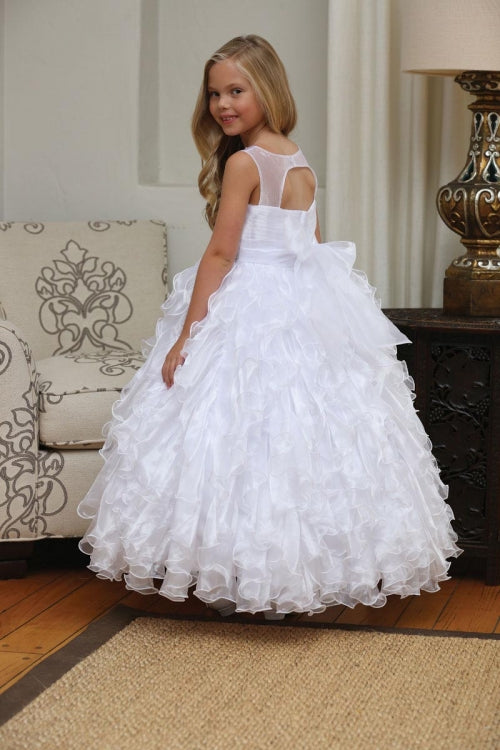 Sleeveless Beaded Flower Girl Dress with Ruffle Skirt & Bolero Jacket By AG5237