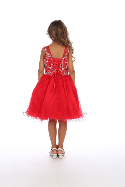 Vestido de fiesta de tul sin mangas para niñas con escote de pedrería de AG5264