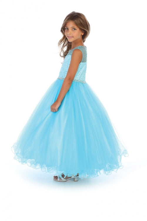 Girls Pageant Dress with Rhinestone Bodice Sleeveless Ball Gown with Jacket By AG5278