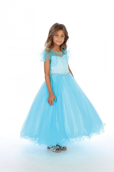 Vestido de desfile para niñas con escote de diamantes de imitación, sin mangas, con chaqueta, de AG5278