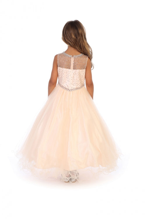 Girls Pageant Dress with Rhinestone Bodice Sleeveless Ball Gown with Jacket By AG5278