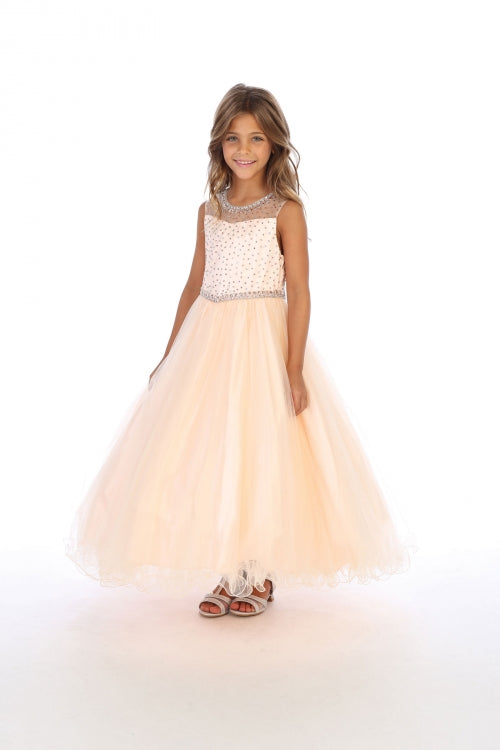 Girls Pageant Dress with Rhinestone Bodice Sleeveless Ball Gown with Jacket By AG5278