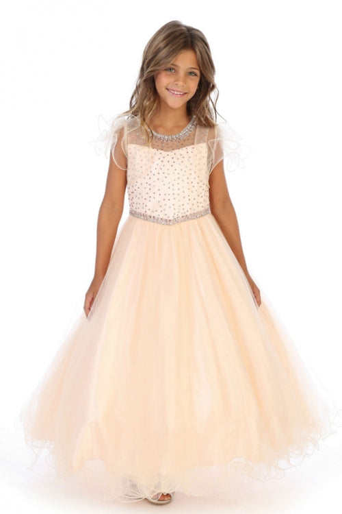 Girls Pageant Dress with Rhinestone Bodice Sleeveless Ball Gown with Jacket By AG5278