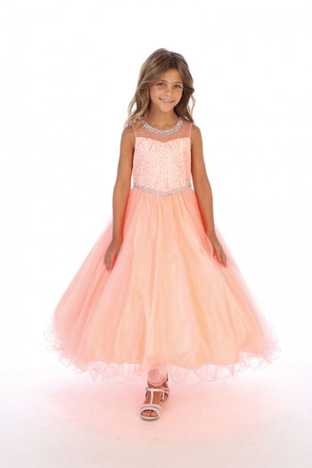 Girls Pageant Dress with Rhinestone Bodice Sleeveless Ball Gown with Jacket By AG5278