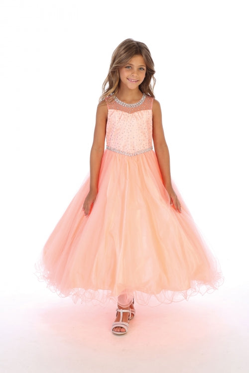 Girls Pageant Dress with Rhinestone Bodice Sleeveless Ball Gown with Jacket By AG5278