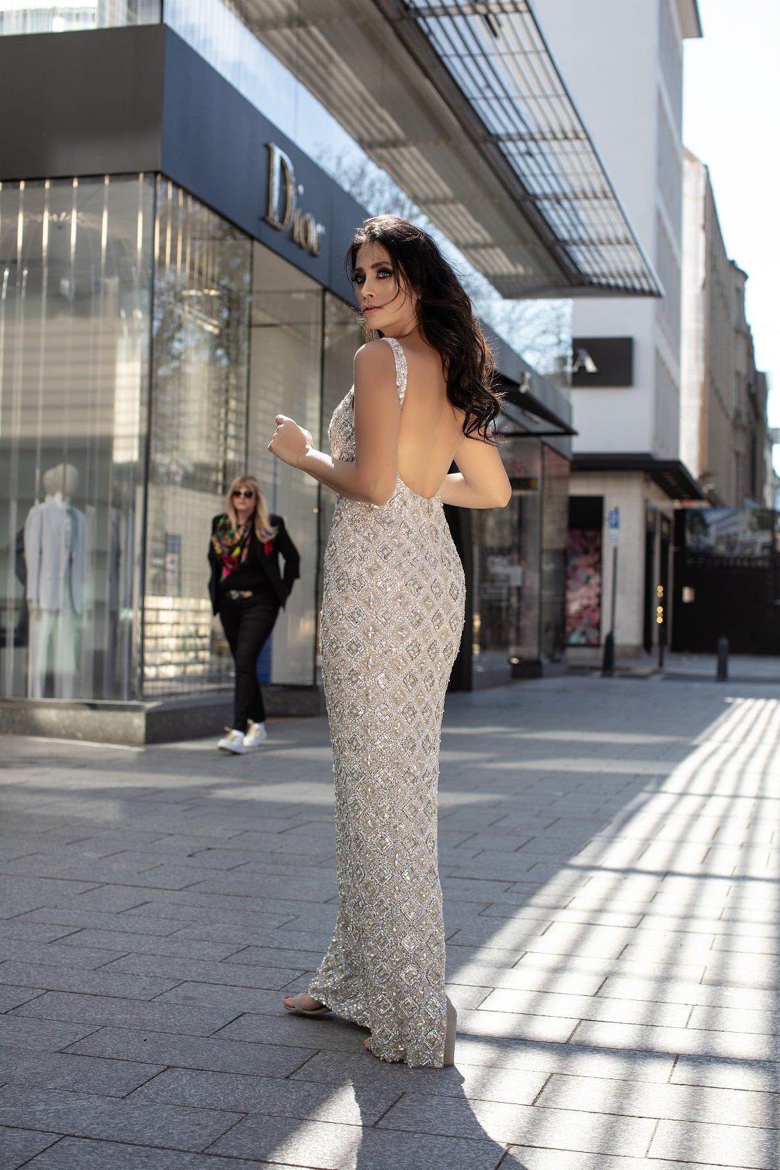 Chic and Holland Silver On Nude Dress