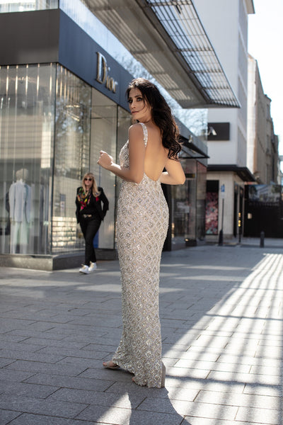 Chic and Holland Silver On Nude Dress
