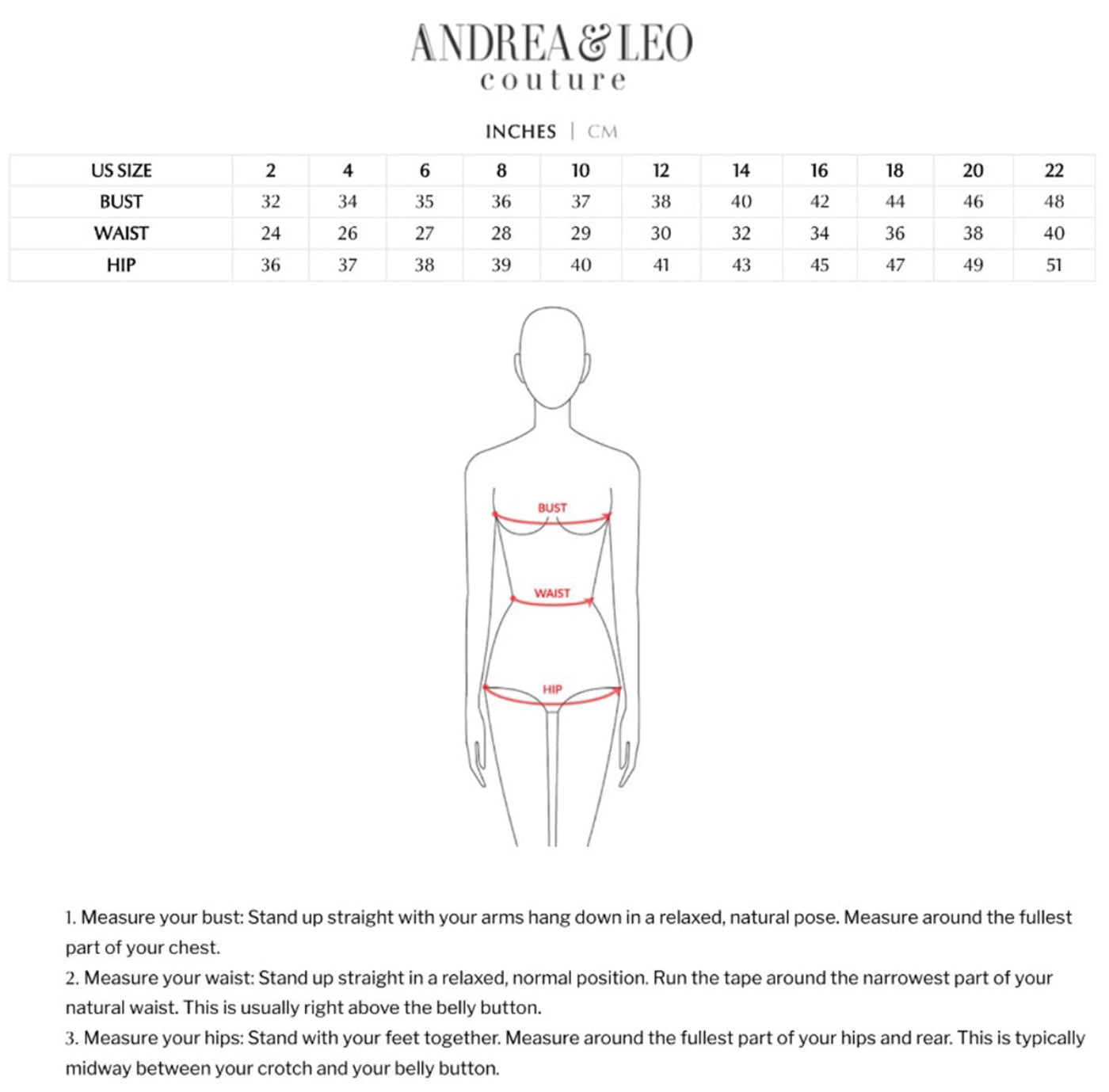 Andrea & Leo Size Chart