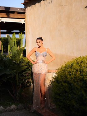 Chic and Holland AZ35 Sweetheart Prom Dress with Open Back and Slit