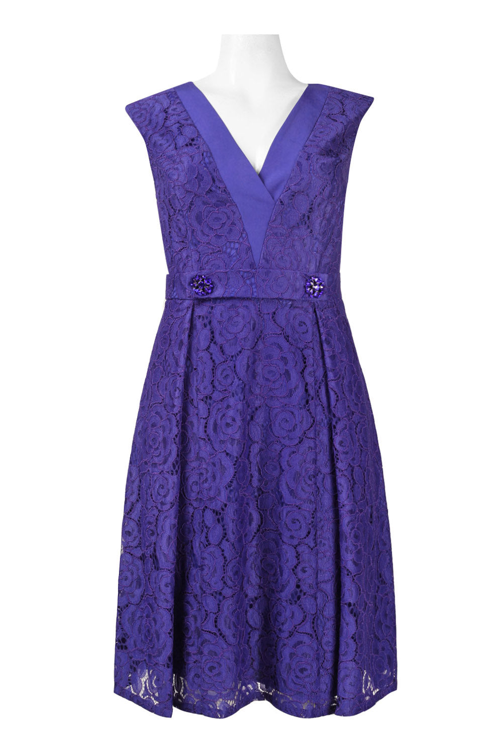 Adrianna Papell Banded Waist Sleeveless Lace Dress