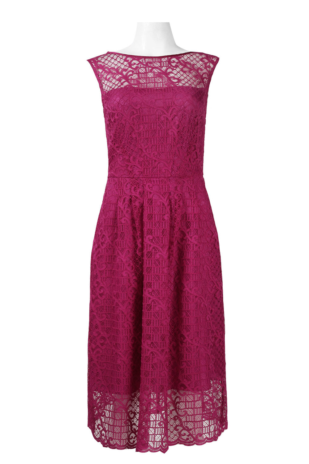 Adrianna Papell Illusion Neckline Lace Dress SANGRIA / 4