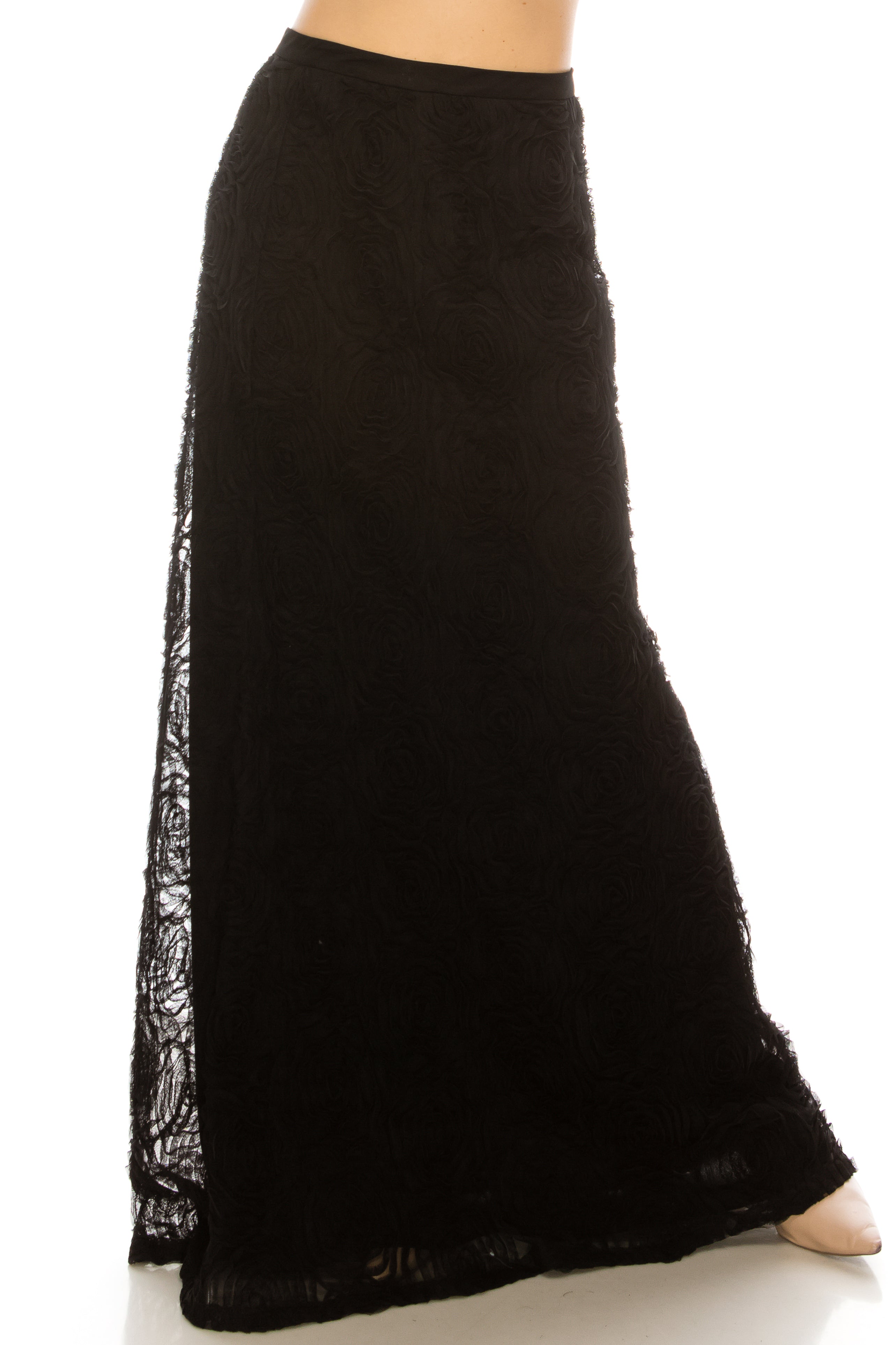 Adrianna Papell High Waisted Rosette A-Line Skirt