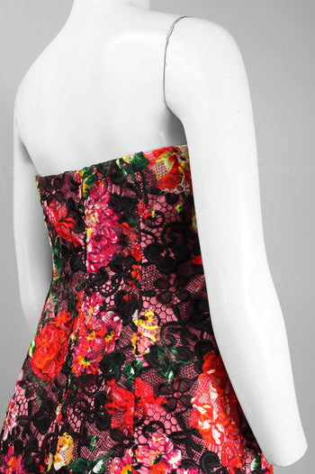 Adrianna Papell Strapless Floral Venise Lace Dress